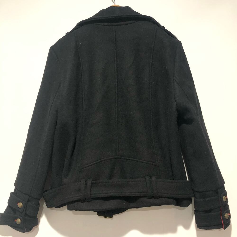 Free People Cecelia Peacoat Jacket Coat Button Front Buckle Detail Black Size M - Picture 10 of 15